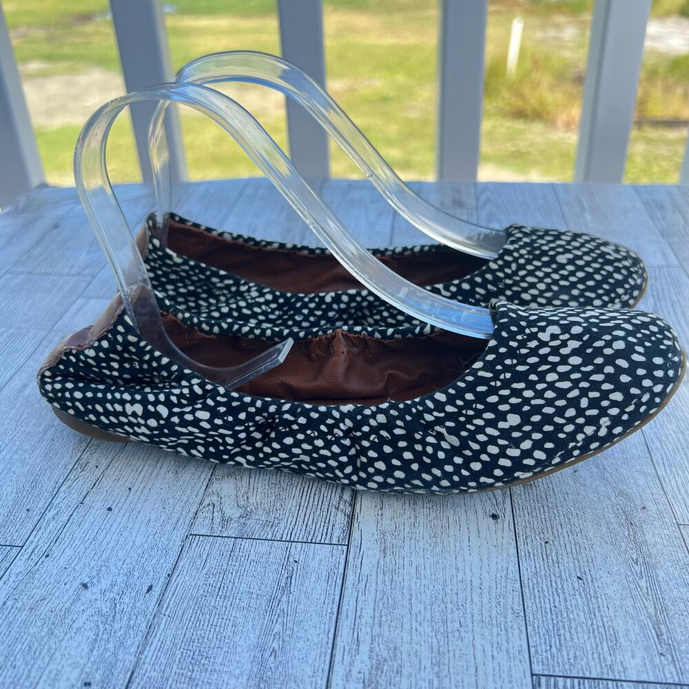 Lucky Brand Shoes Emmie Ballet Flats Women’s Size 8M Black Cream Print Fabric